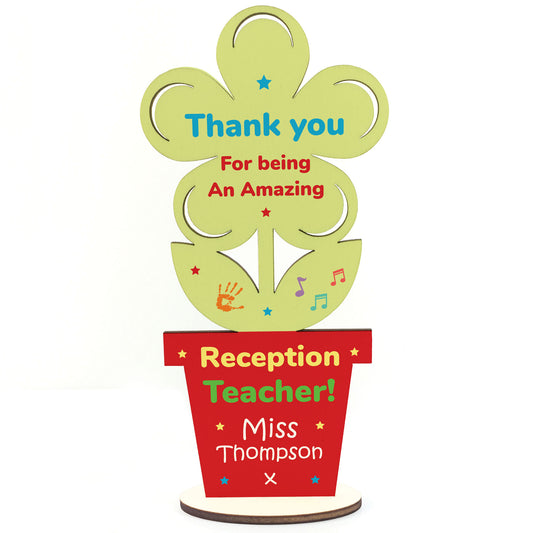 Reception Teacher Gift Thank You Gift Personalised Wood Flower