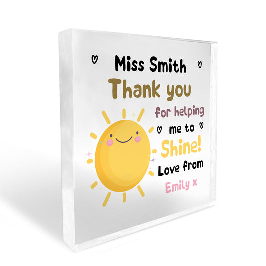 Novelty Gift For Teacher Thank You Personalised Acrylic Block