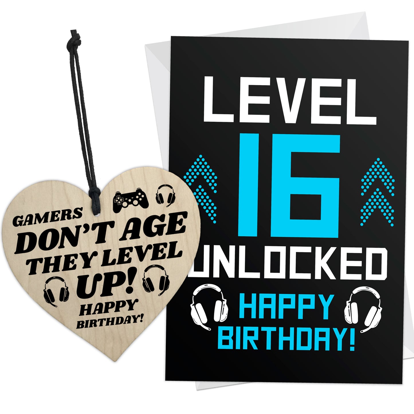 16th Birthday Card Wooden Heart Level 16 Unlocked Perfect Gift