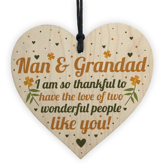 Birthday Christmas Gift For Nan And Grandad Wood Heart Thank You