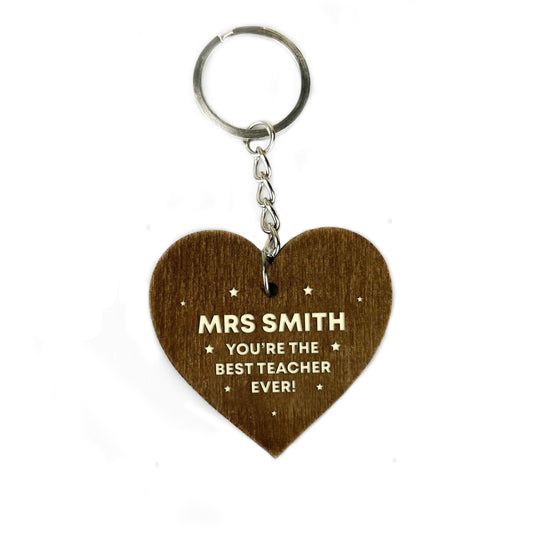 PERSONALISED Teacher Thank You Keyring Engraved Gifts