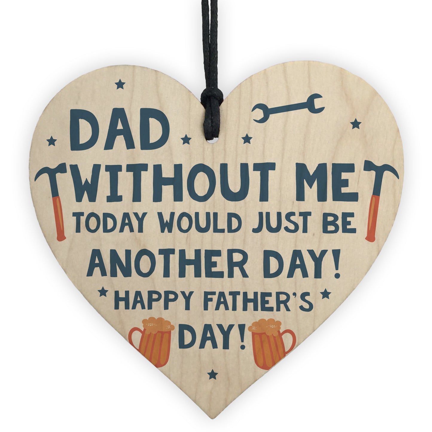 Funny Fathers Day Gift Idea Novelty Wooden Heart Gift For Him