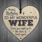 Wonderful Wife Happy Birthday Wood Heart Husband Love Wall