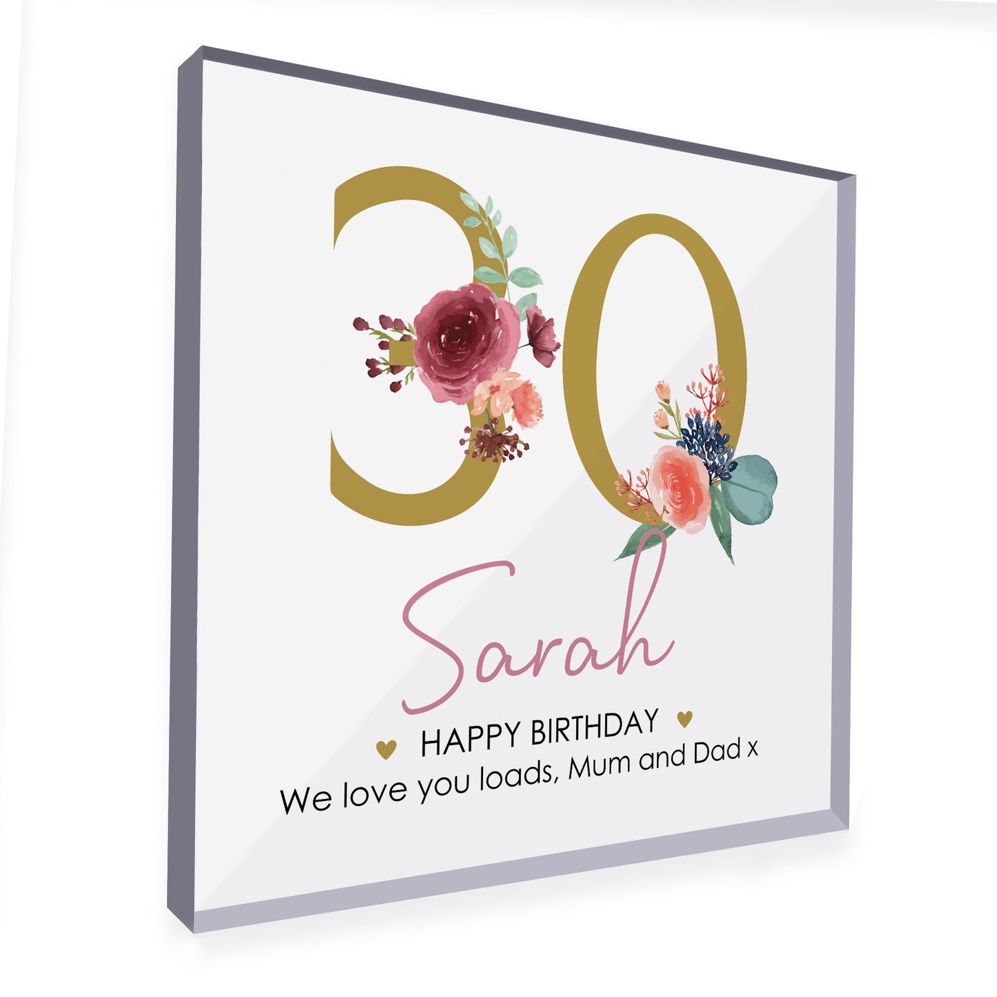 Personalised 30th Birthday Gift Her Clear Block Friend Sister