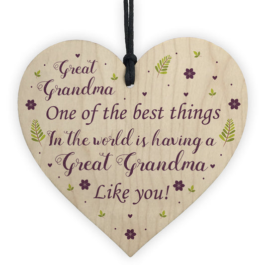 Great Grandma Gift For Birthday Xmas Wood Heart Grandparent Gift