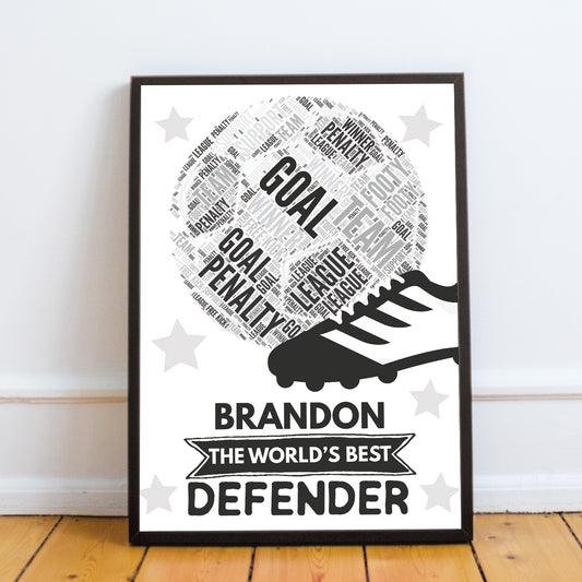 Personalised Football Word Art Print Footballer Football Team