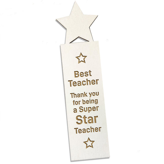 Wooden Bookmark Star Teacher Gift Thank You School Nursery