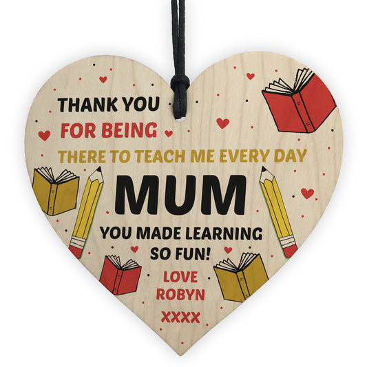 Personalised Thank You Gift For Mum Wood Heart Teacher Gifts