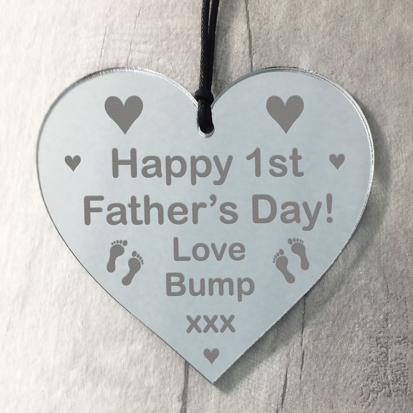 Novelty 1st Fathers Day Gift Engraved Heart New Dad Daddy Gift