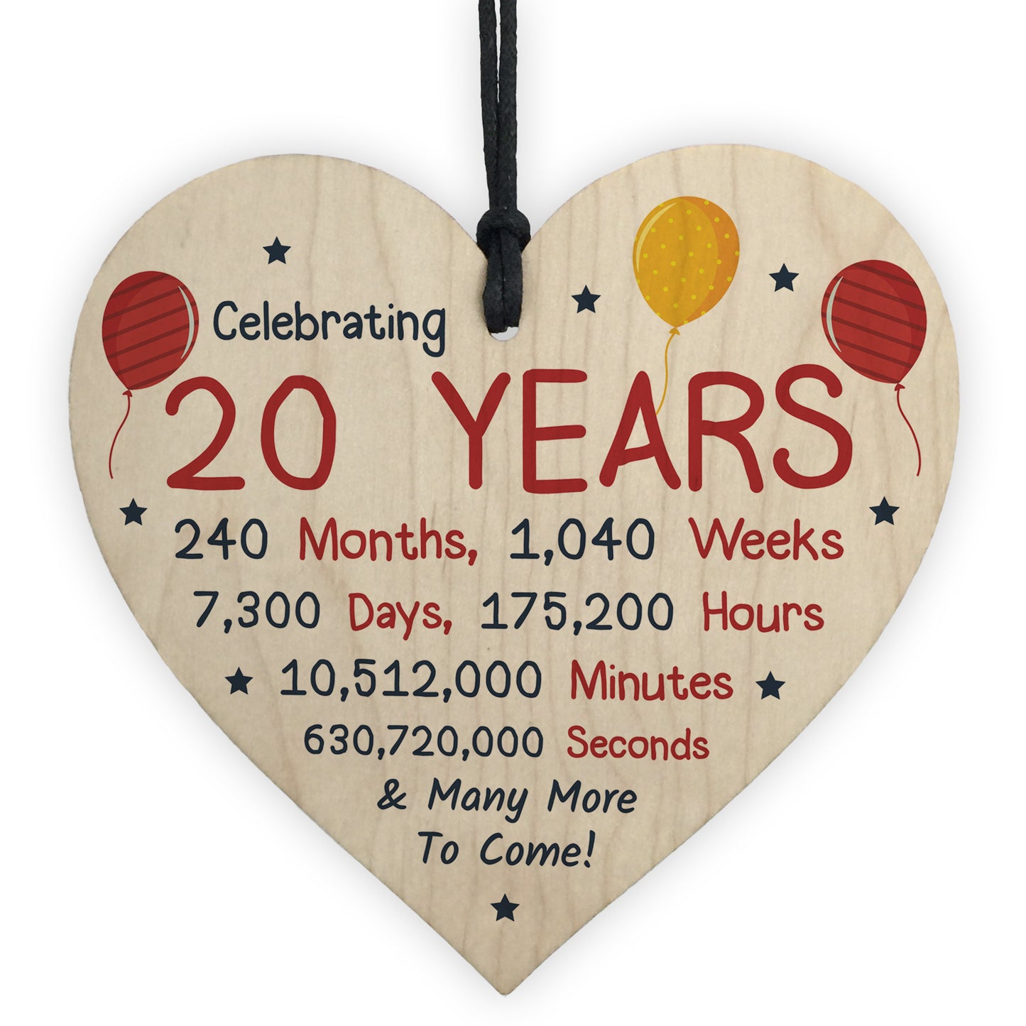 20th Birthday Novelty Wooden Heart Gift For Son Daughter Brother