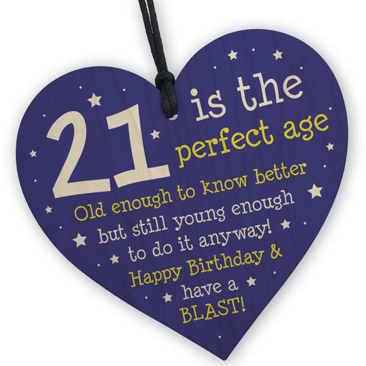 Perfect 21st Birthday Gift for Daughter or Son Wood Heart Humour