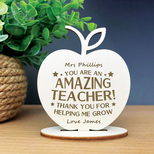 TEACHER GIFT Engraved Sign Apple School Nursery Pre School