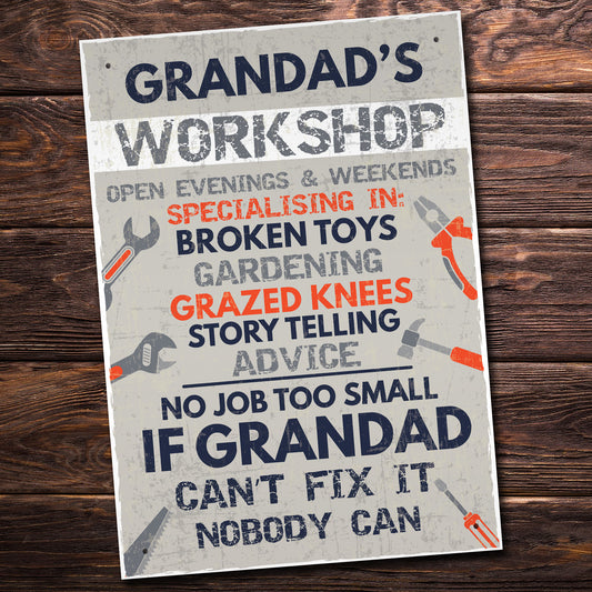 Grandads Workshop Fathers Day Gifts Garage Shed Dad Gift Sign