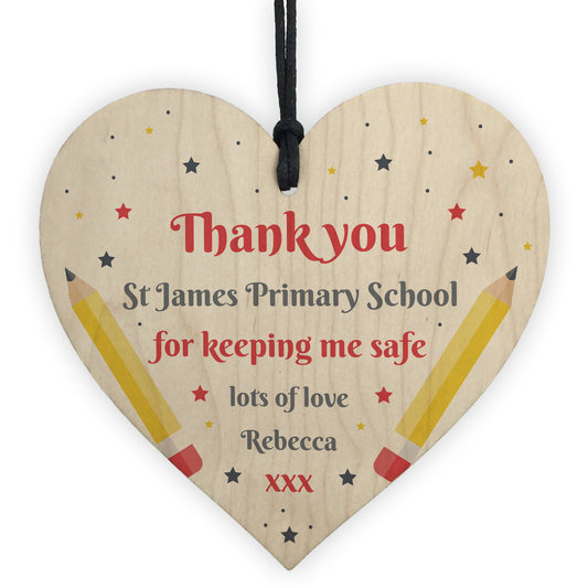 Thank You Wood Heart Gift For School Nursery Preschool Teacher