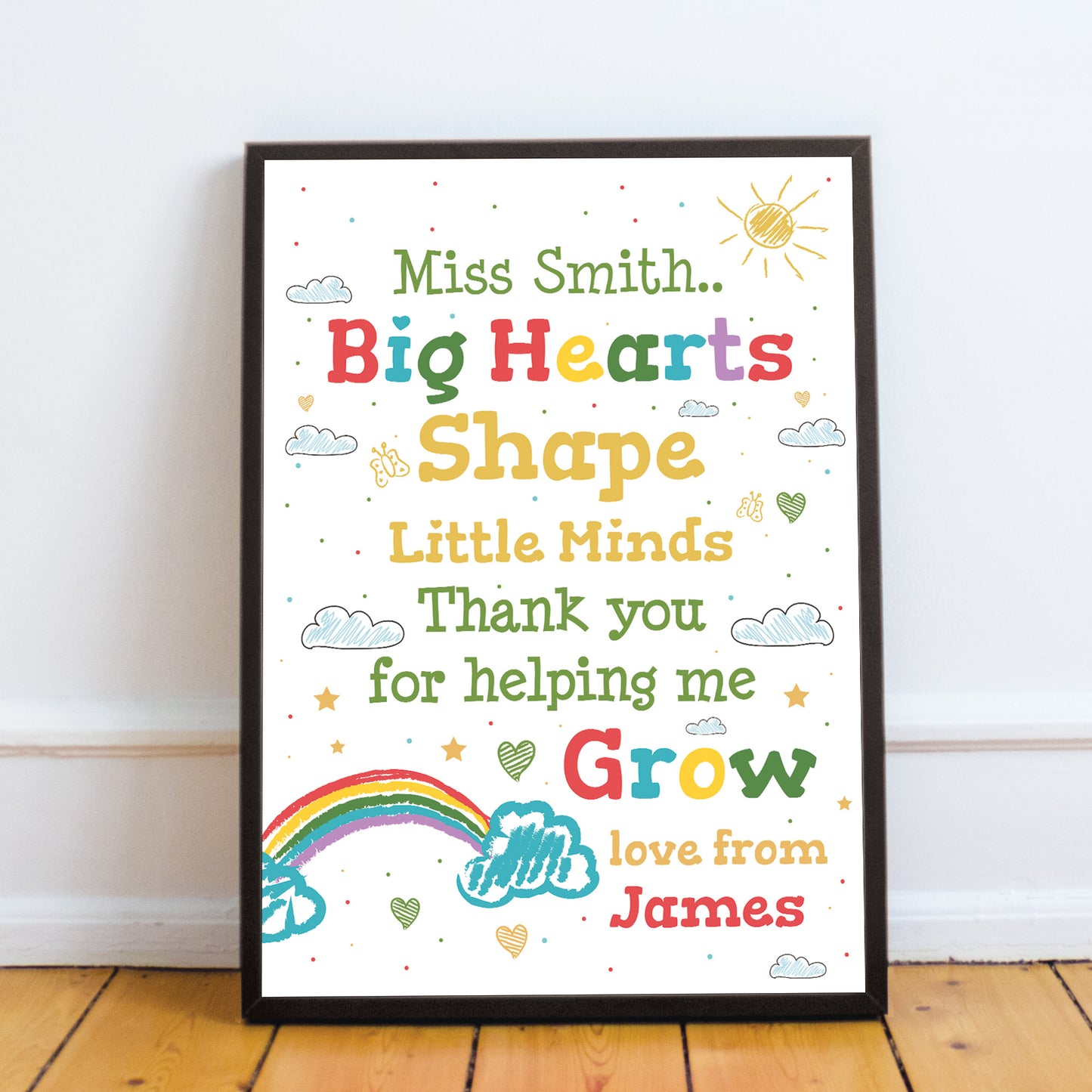 Personalised TEACHER Thank You Gift Framed Quote Print Gifts