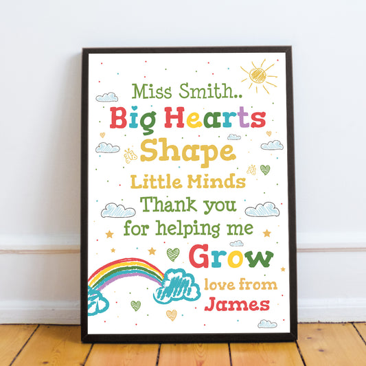 Personalised TEACHER Thank You Gift Framed Quote Print Gifts