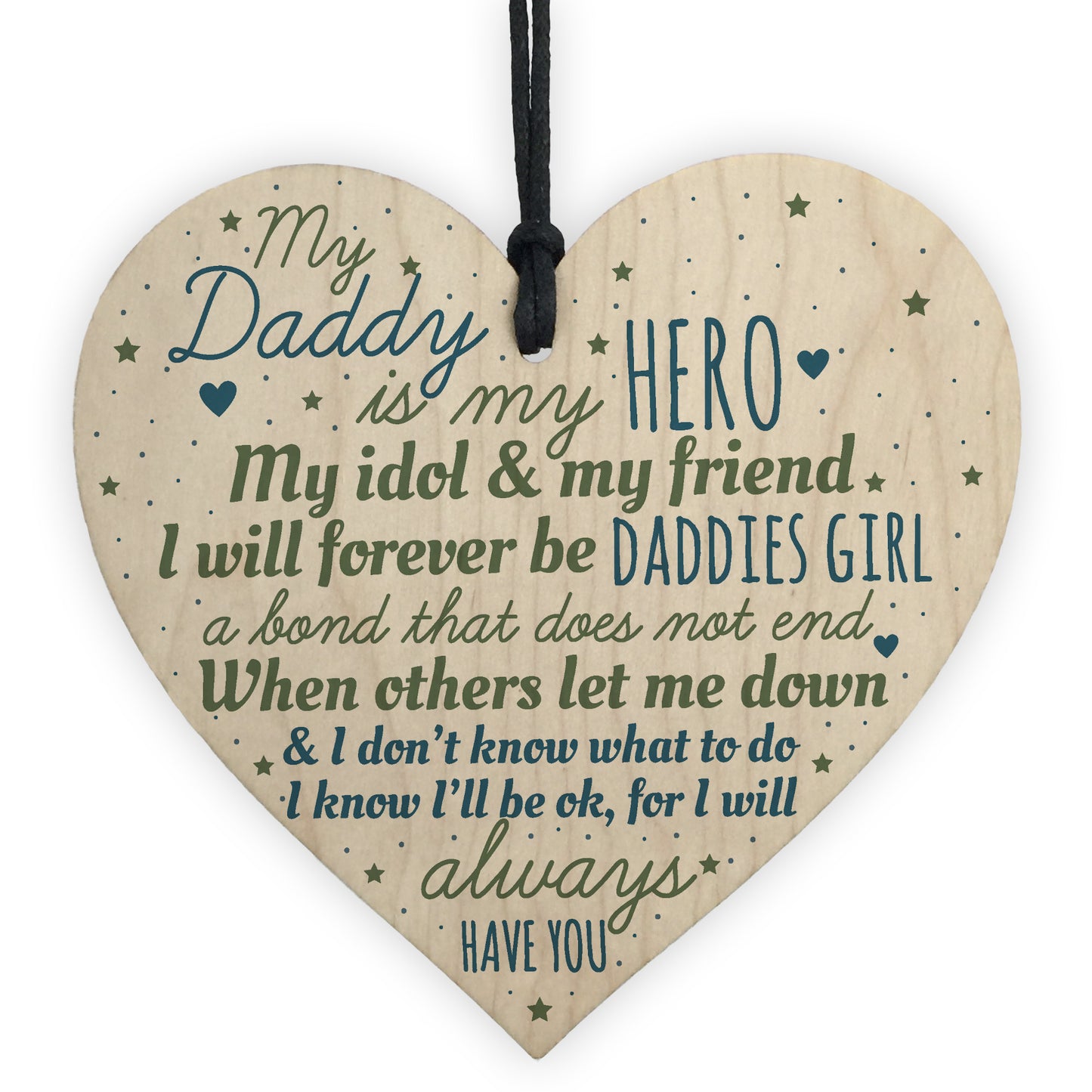 Daddies Girl Daddy Dad Gift Wood Heart Fathers Day Gift For Him