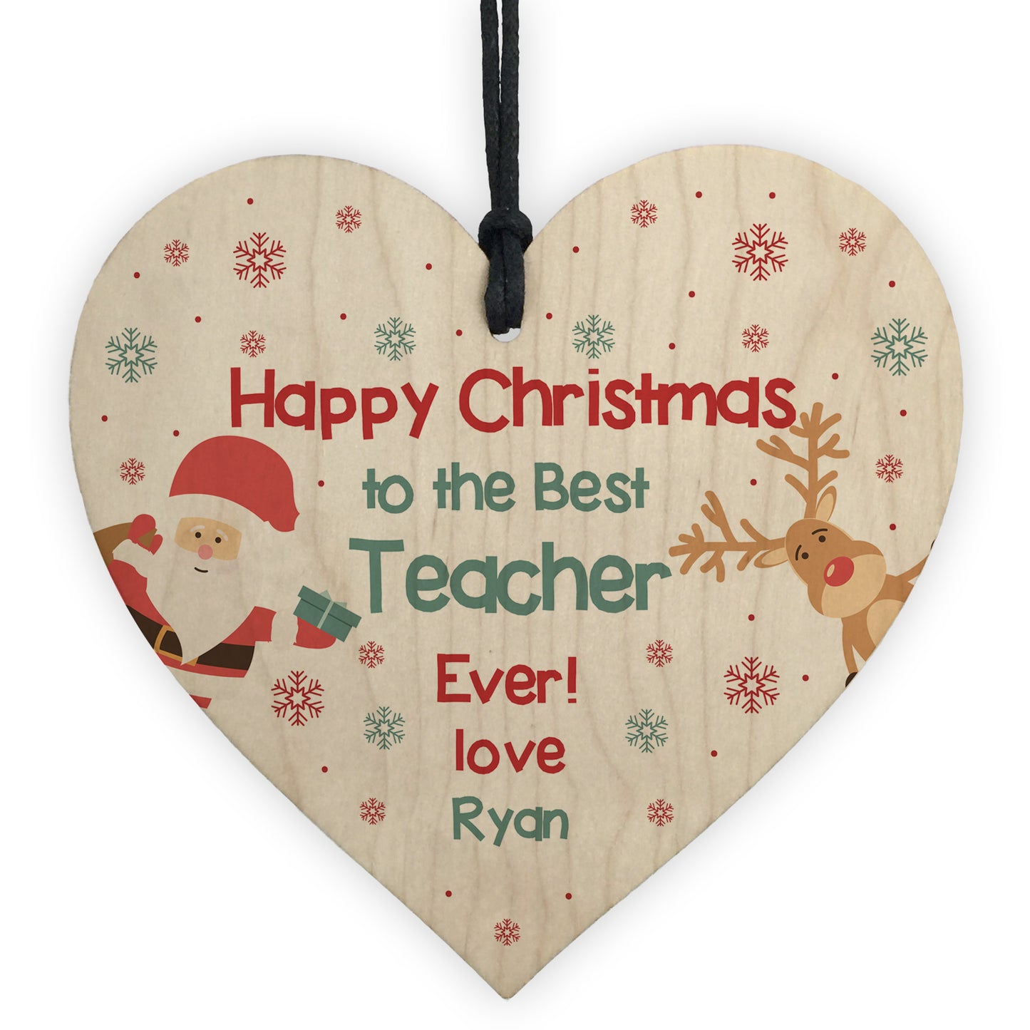 Happy Christmas Gift For Teacher Teaching Assistant Wood Heart