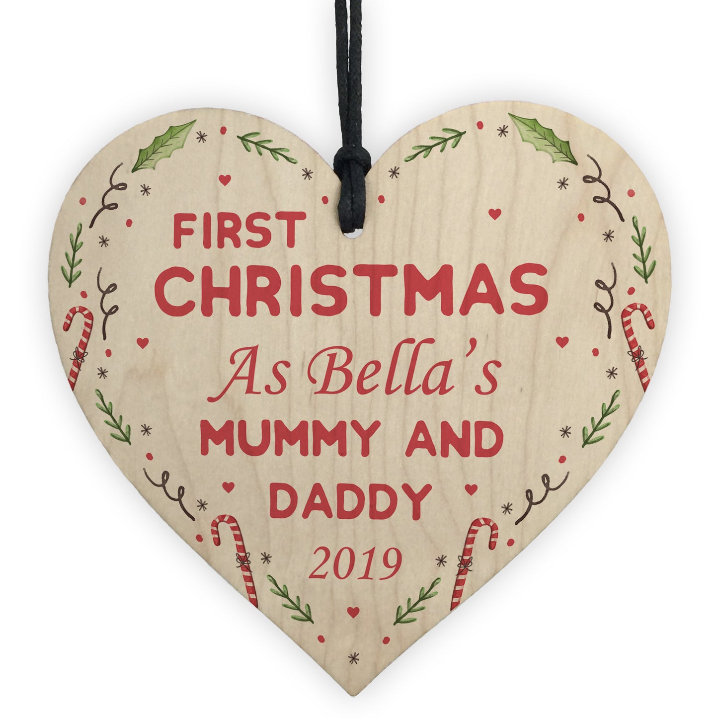 PERSONALISED First Christmas As Mummy Daddy Wooden Bauble