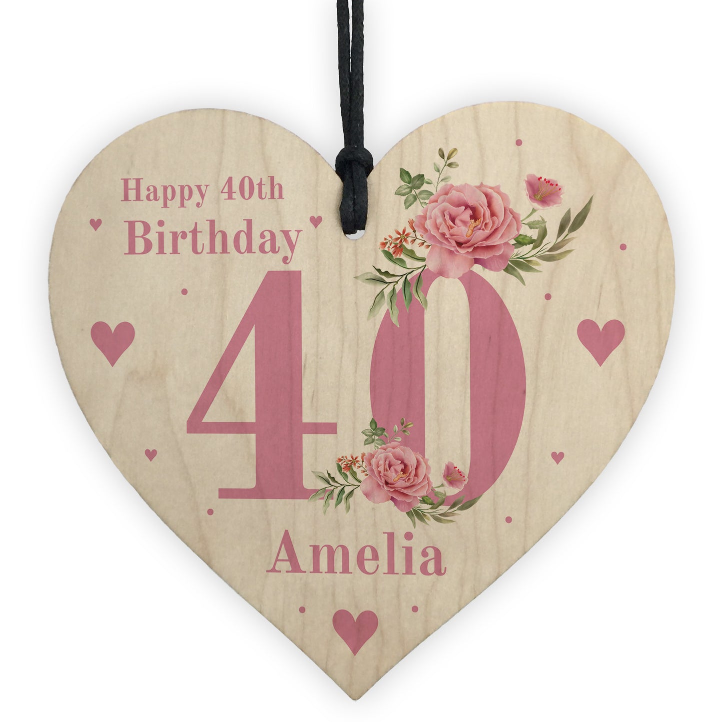 Personalised 40th Birthday Card Mum Sister Auntie Friend Heart