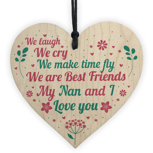 Nan Nanny Card Gifts For Birthday Christmas Wood Heart THANK YOU