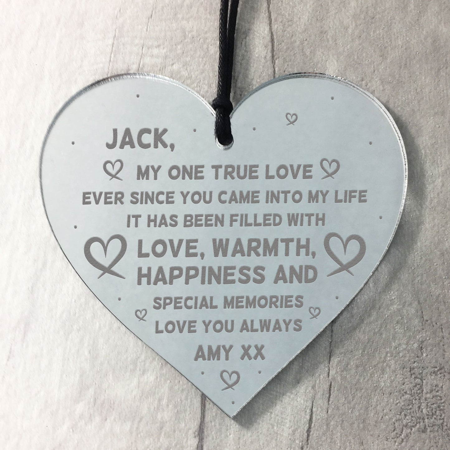 PERSONALISED One True Love Engraved Heart Husband Wife Gift