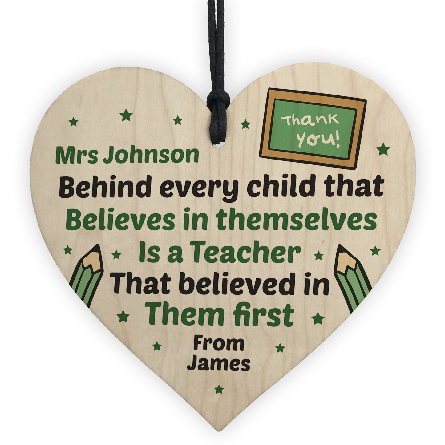 Personalised Wooden Teachers Gift Heart Plaque TA Nursery