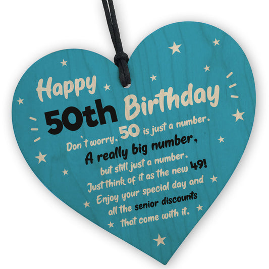 Novelty 50th Birthday Gifts For Him Her Wooden Heart Funny 50th