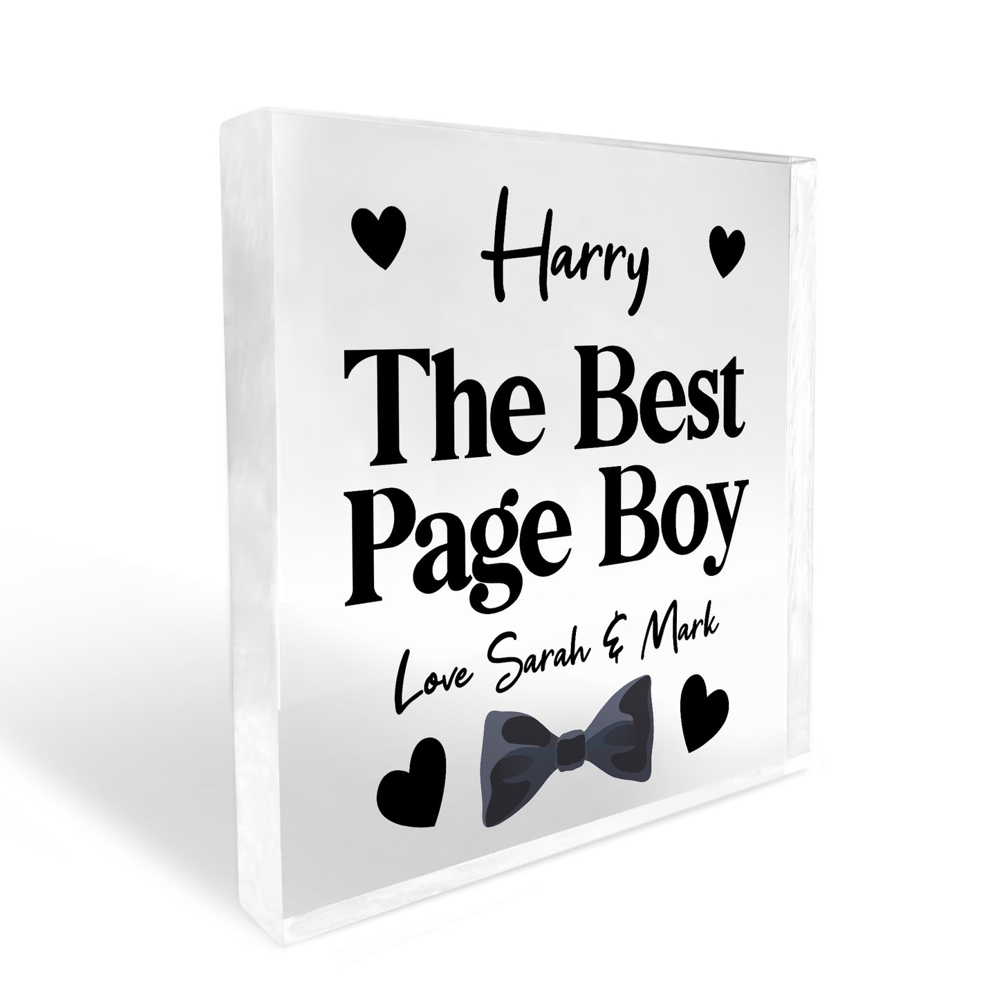 Thank You Gift For Page Boy Personalised Acrylic Block Page Boy