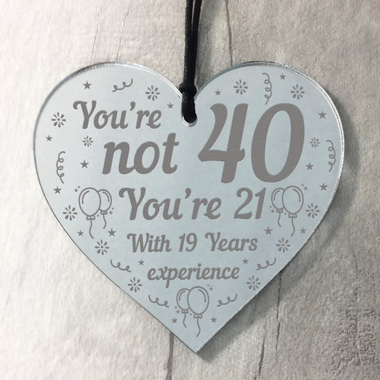 Novelty 40th Birthday Gifts Mirrored Acrylic Heart Birthday Gift