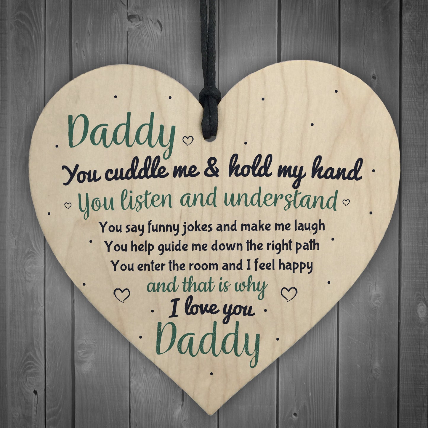 Love You Daddy's Girl Wood Heart FATHERS DAY Gift For Him