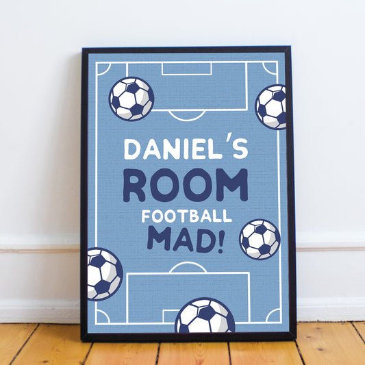 Boys Bedroom Wall Print Frame Personalised Football Gift For Son