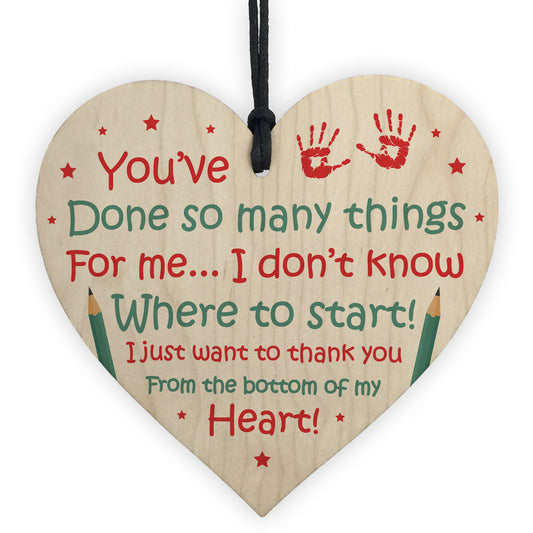 Novelty Teacher Gift Wood Heart Thank You Gift