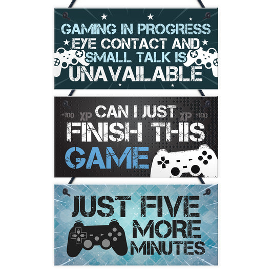 Funny Gaming Signs BUNDLE For Boys Bedroom Gamer Gift For Son