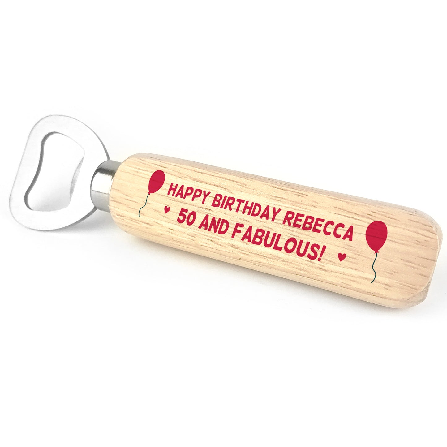 50th Birthday Gift 50 and Fabulous Wooden Bottle Opener