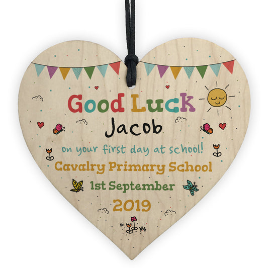 Personalised First Day Of School Wood Heart Back To School