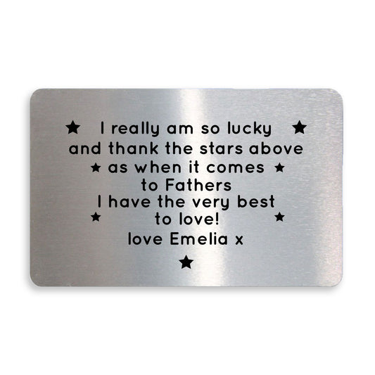 Special Father Gift Poem Personalised Metal Card Birthday Xmas