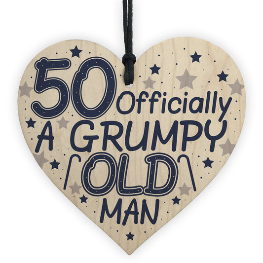 Rude 50th Birthday Funny Wooden Heart Birthday Gift Dad Uncle