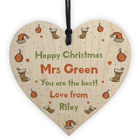 Happy Christmas Teacher Gift Heart Thank You Gift For Teacher