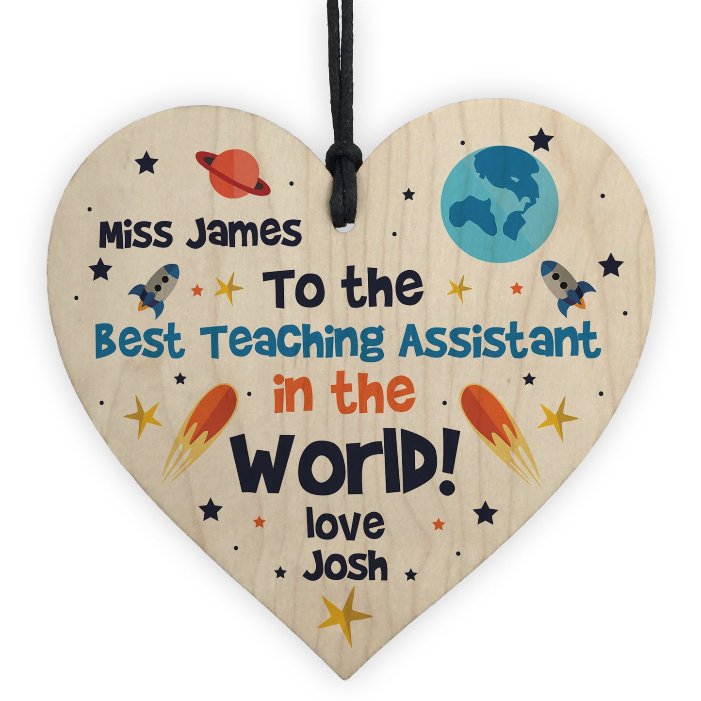 Best Teaching Assistant PERSONALISED Wooden Heart Nursery