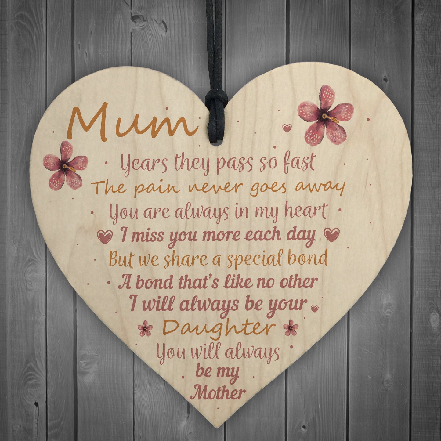 Mum Garden Memorial Gift Wooden Heart Grave Plaque Gifts For Mum