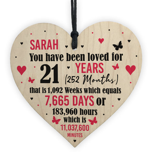 Personalised 21st Birthday Gift Wooden Heart Keepsake Funny Gift