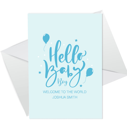 Hello Baby Boy Card Personalised Congratulations New Parents