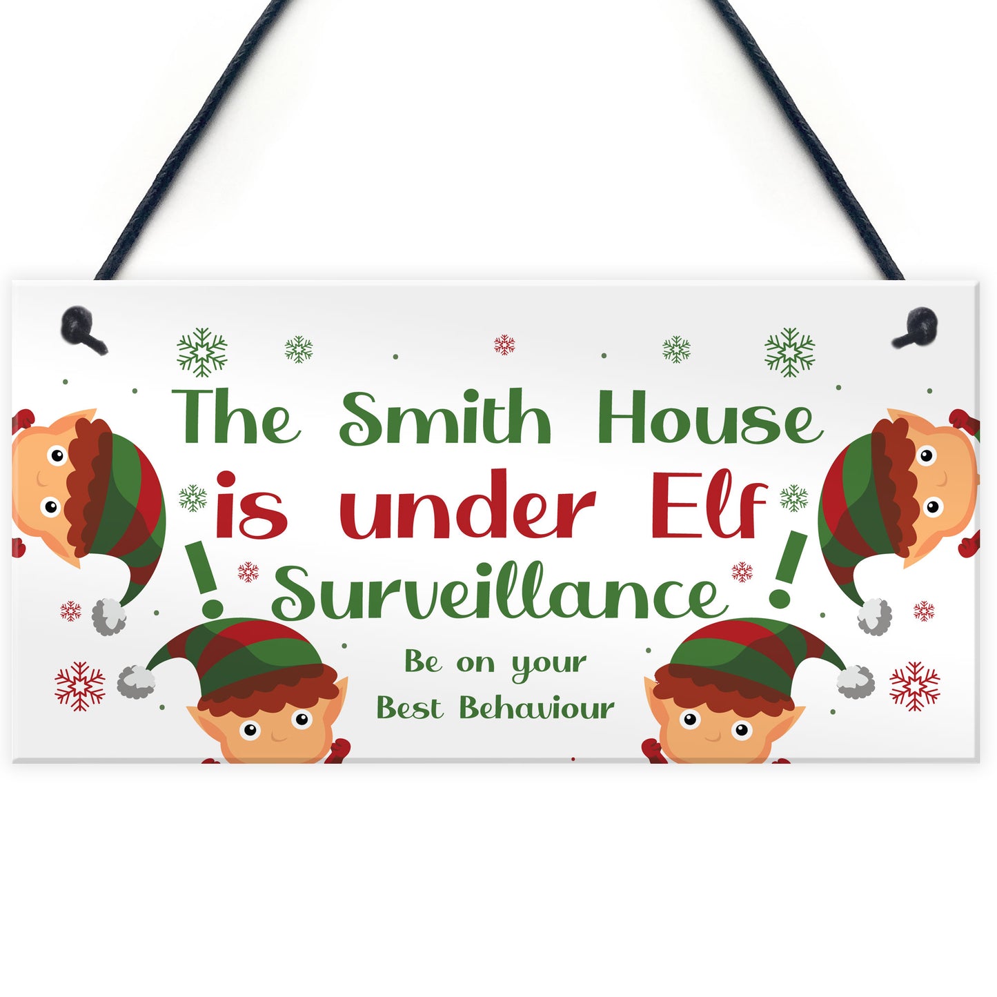 PERSONALISED Elf Surveillance Sign Xmas Decoration For Home