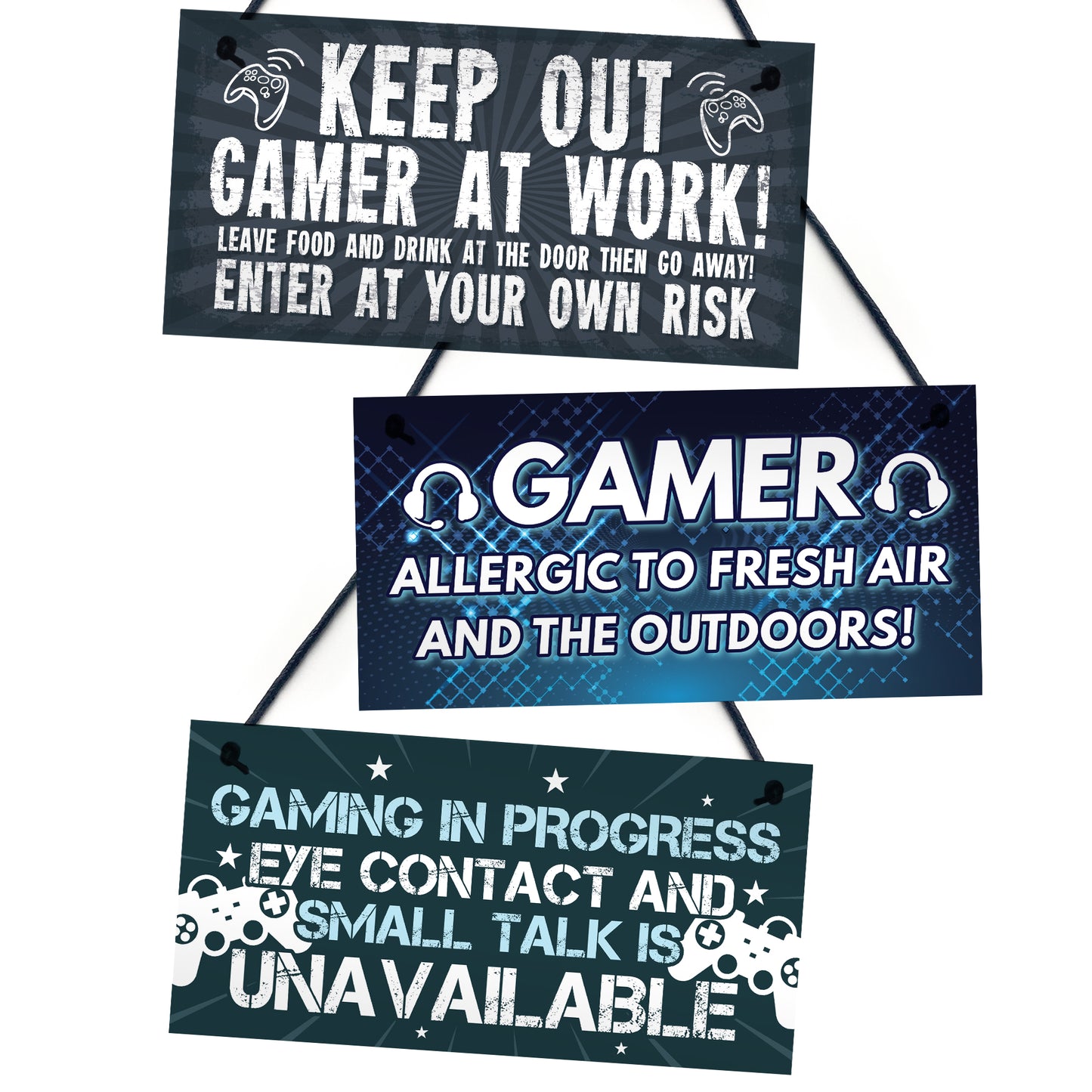 Funny Gaming Signs For Boys Bedroom 3 PACK Gamer Gift For Son