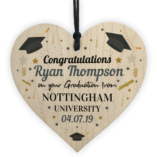 PERSONALISED Graduation Graduate Gift Wood Heart Leaving Gift