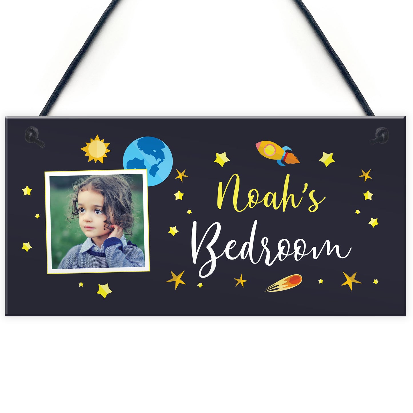 Personalised Space Themed Bedroom Sign For Boys Bedroom Son Gift