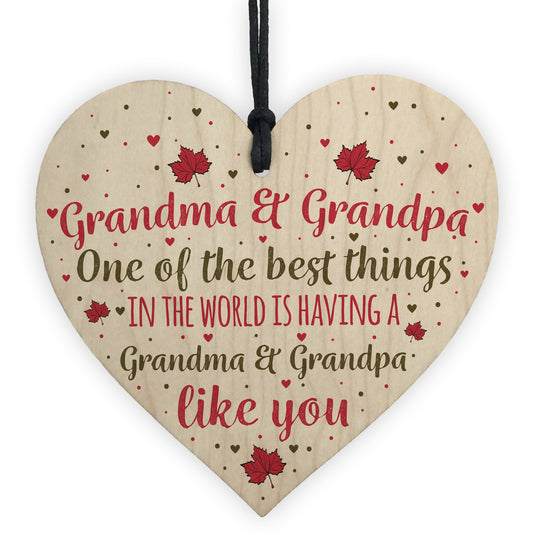 Grandma Grandpa Gifts Hanging Wooden Heart Sign Birthday Gifts