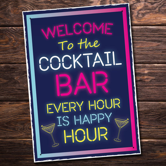 Neon Style Sign Cocktail Bar Sign WELCOME Club Pub Bar Sign