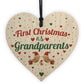 First 1st Christmas As Grandparents Tree Decoration Bauble Wood